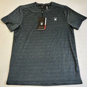 Spyder Active Mens Gray Textured Athletic T-Shirt Large Breathable Quick Dry